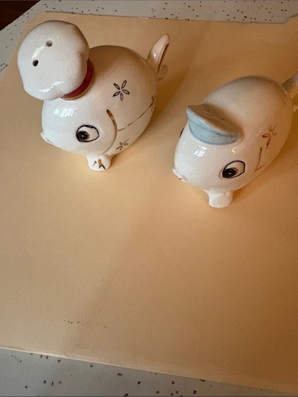 Vintage Ceramic White Fish Salt and Pepper Shaker Set